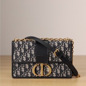 Dior Monogram Black and Gold Crossbody Bag